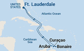 8-Day Southern Caribbean with ABC Islands Itinerary Map